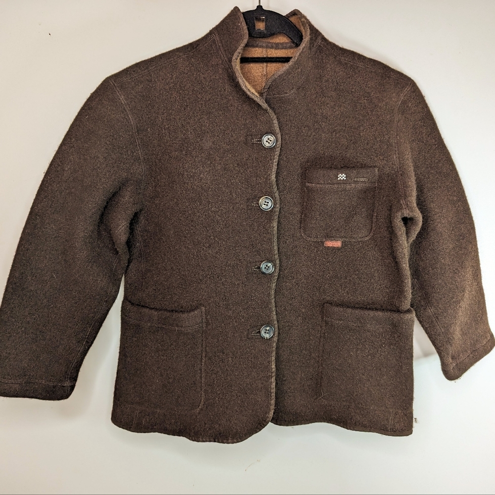 Mademoiselle Non Nin Wool Jacket Brown Japan Button Down Pockets Petite Small - Picture 12 of 12